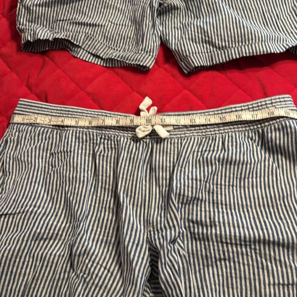 Goodfellow Shorts Blue Striped Linen & Cotton Pockets Front & Back